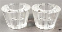 Pair of Orrefors Crystal Candle Holders