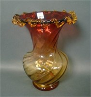 Victorian Amberina Interior Swirl Bulbous Vase