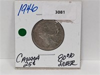 1946 Canada 80% Silver Quarter