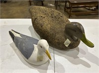 Cork Duck and Wood Carved Bird