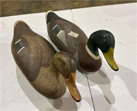 Two Wood Carved Duck Decoys