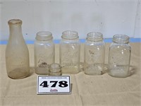 Greenvale Milk Bottle & old Ball Jars