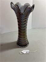 VINTAGE IMPERIAL SMOKEY CARNIVAL GLASS SWUNG VASE