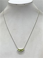 STERLING SILVER & PERIDOT PENDANT -STEEL CHAIN