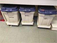 3 Flour Bins & Dollies