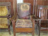 Leather Chair W/Wooden Arms (Rough)