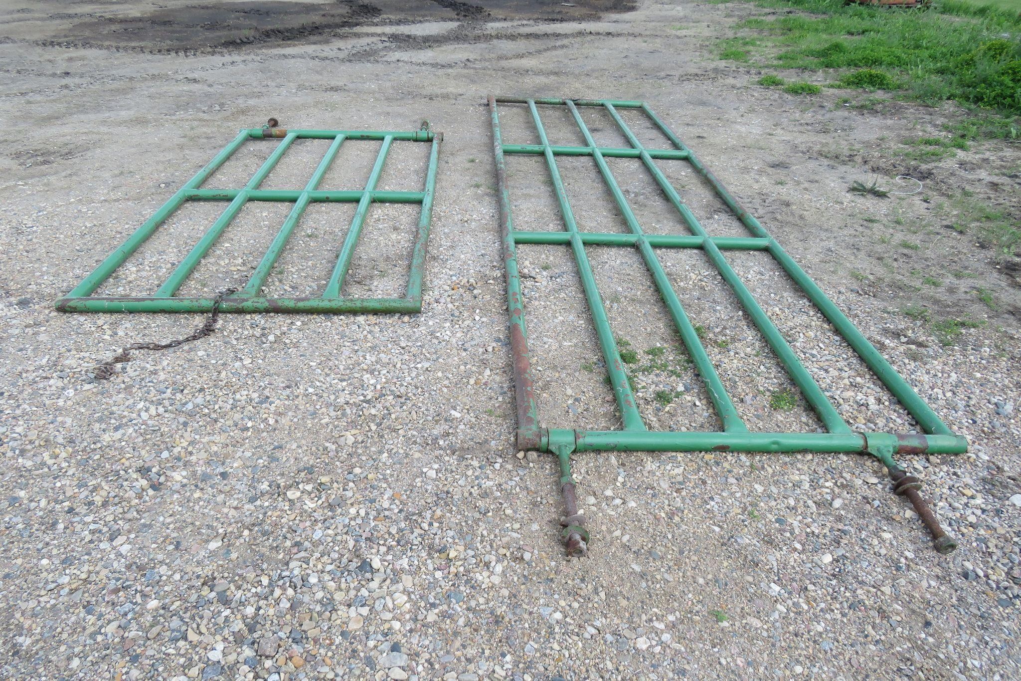 PAIR OF 5 BAR STEEL GATES / 1@14' / 1@8'