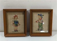 Vintage Hummel Needle Point Boy And Girl in