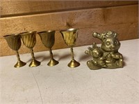 Brass animals and small goblets