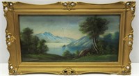 Antique Framed Ocean Print 11.5"x19"