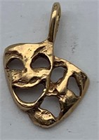 14k Gold Masks Pendant