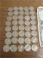 40 Buffalo Indian Nickels Primarily 1935-1937 w/
