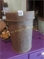 Vintage metal bucket with lid