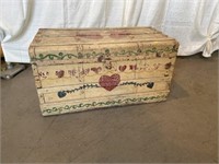 Antique Paint Decorated Storage Trunk