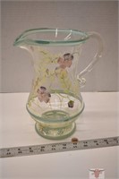 Hand Blown, Hand Painted Pitcher