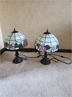 (2) Floral Glass Lamps