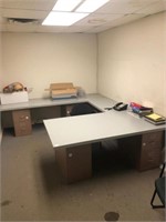 (4) two drawer metal filing cabinets with U