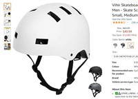 Vihir Skateboard Helmet Adult for Women Men