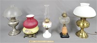 Grouping of Antique Oil Lamps