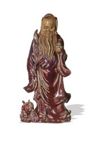 Chinese Flambe Glazed 'Shou' Statue, 19th C#