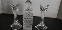 Decanter & candle stick holders