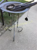 metal bird bath and wind chime good used condition