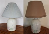 Painted Pottery Table Lamp with Shade
