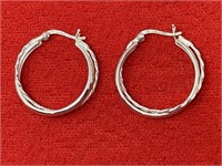 Sterling Silver Hoop Earrings 3.49 Grams