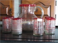 Handmade Glass Pitcher And Tumblers