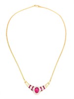 Sterling Silver 4.12ct Ruby & Diamond Necklace