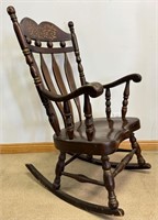 SUBSTANTIAL SOLID PINE STENCILLED ROCKING CHAIR