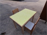Child's wood table w/2 chairs.