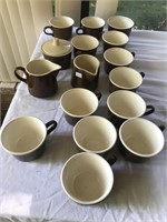 Lot of Assorted Brown Stoneware China