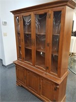VTG TELL CITY CHINA CABINET W BUBBLE GLASS FRONT