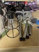 1 metal cage lantern & 4 solar stake lights