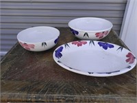 pottery 3 piece set hand painted