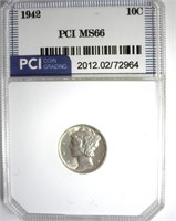 1942 Dime PCI MS66