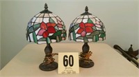 Pair of Leaded Glass Lamps