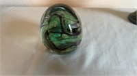 Kerry art glass green swirl, Ireland, paperweight