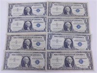 (8) 1957 $1 U.S. Silver Certificates