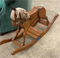Vintage handcrafted wooden rocking horse