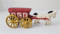 Vintage Cast Iron Horse Drawn Ice Cart Wagon
