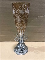 Vintage Brass And Crystal Vase