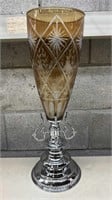 Vintage Brass And Crystal Vase