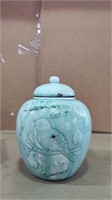 Blue bird ceramic vase