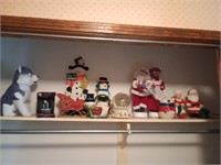 Lot of Christmas decor including tablecloths,