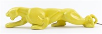Art Deco Glazed Ceramic Yellow Panther Lamp