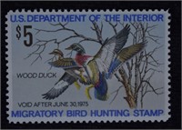 1975 $5 Mint State U.S. Duck Stamp; Philatelic, Po