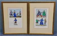 (2) Hand-Colored Engravings