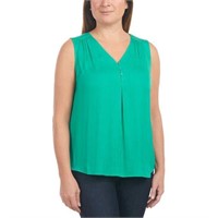 Hilary Radley Women's XL Sleeveless Blouse, Green